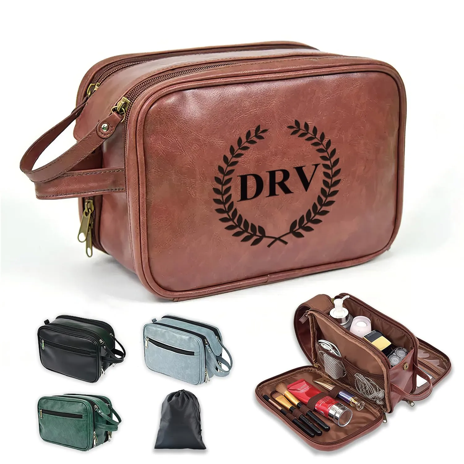 Personalized Toiletry Bag for Men Handcrafted, Custom Leather Dopp Kit for Men, Personalized Gifts for Men, Father, Husband, Boyfriend, Groomsmen, Best Man Gifts, Shaving Bag Cosmetic Bag