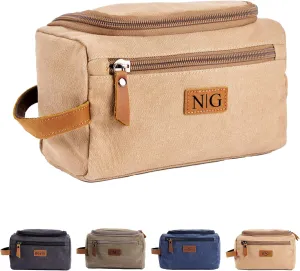 Personalized Travel Toiletry Bag - Double Layer Reinforced Handle,Canvas Water Resistant Shaving Bag,Dopp Kit,Travel Essentials for Men,Groomsmen Gifts