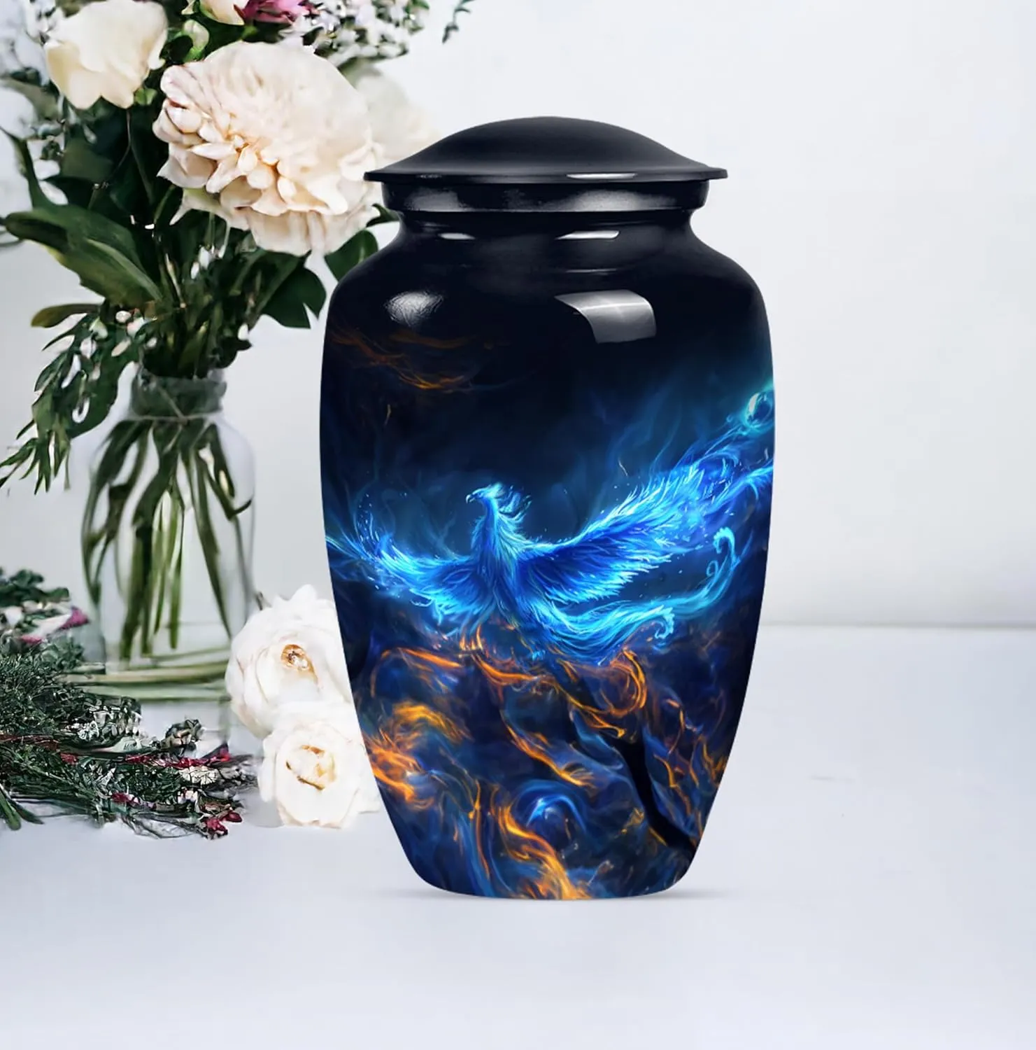 Phoenix Bird Urns, Memorial Urns, Small & Large Urns For Men & Women, Funeral Urns For Ashes Adult, Miniature Urns For Human Ashes, Combo Of 1 Large Urn With Velvet Bag And 4 Small Keepsake