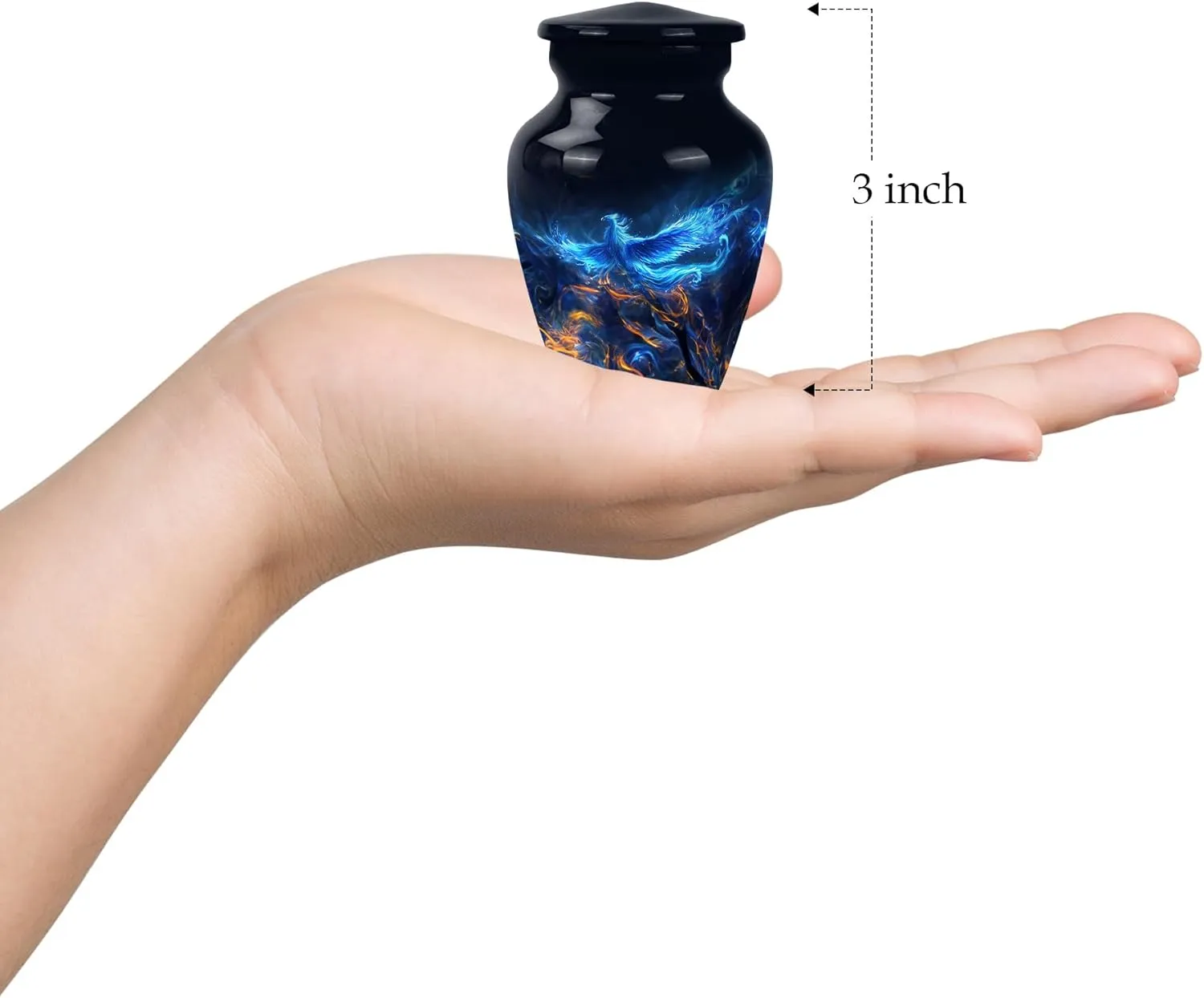 Phoenix Bird Urns, Memorial Urns, Small & Large Urns For Men & Women, Funeral Urns For Ashes Adult, Miniature Urns For Human Ashes, Combo Of 1 Large Urn With Velvet Bag And 4 Small Keepsake