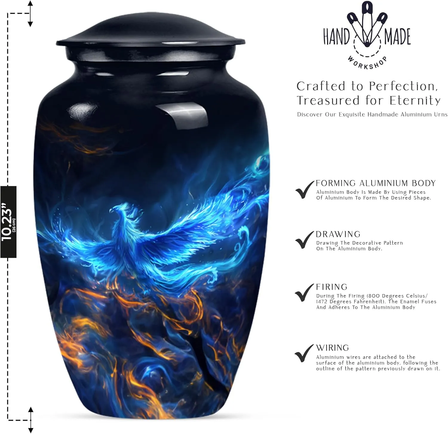 Phoenix Bird Urns, Memorial Urns, Small & Large Urns For Men & Women, Funeral Urns For Ashes Adult, Miniature Urns For Human Ashes, Combo Of 1 Large Urn With Velvet Bag And 4 Small Keepsake