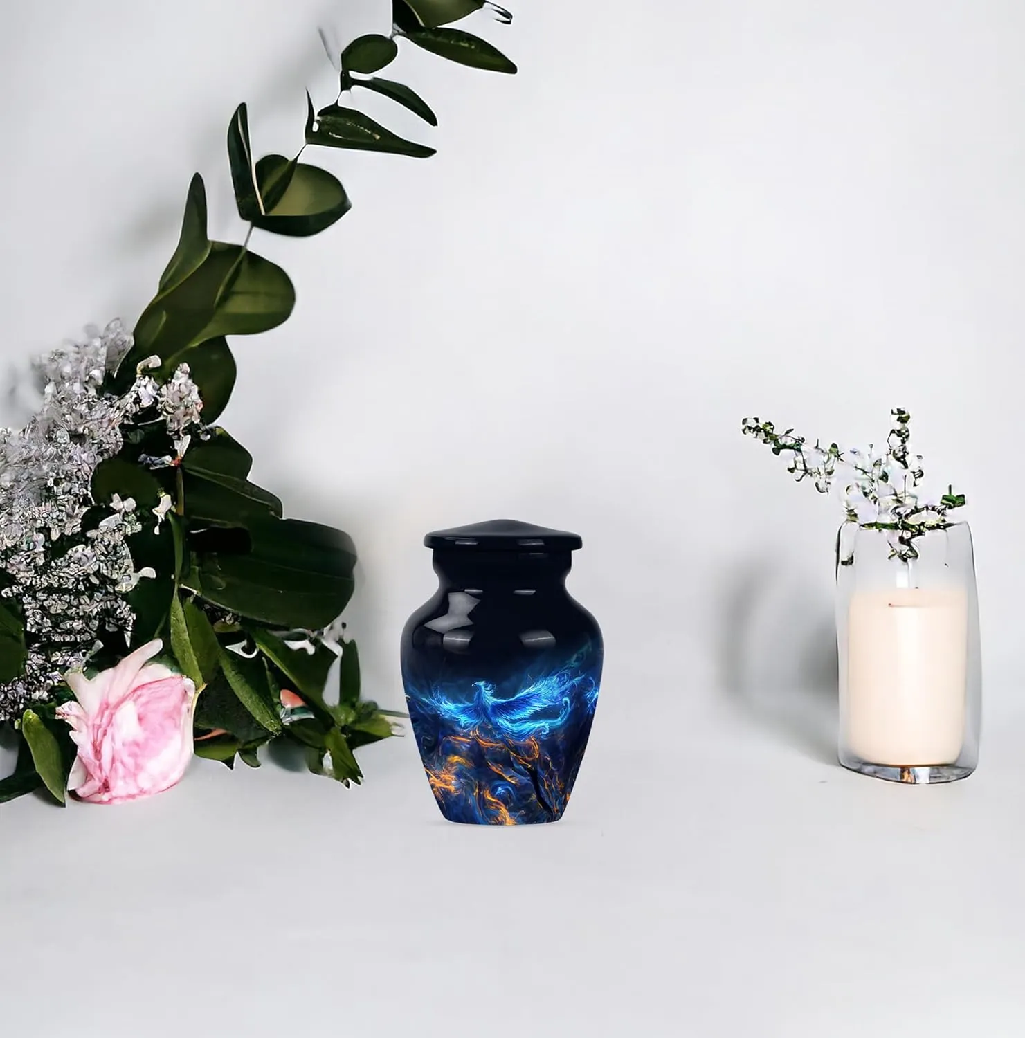 Phoenix Bird Urns, Memorial Urns, Small & Large Urns For Men & Women, Funeral Urns For Ashes Adult, Miniature Urns For Human Ashes, Combo Of 1 Large Urn With Velvet Bag And 4 Small Keepsake