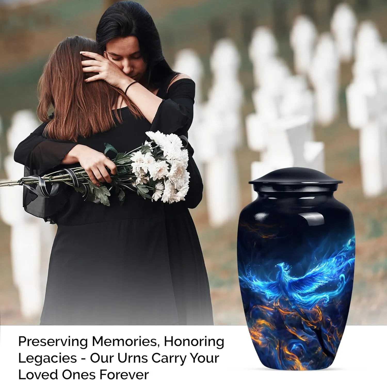 Phoenix Bird Urns, Memorial Urns, Small & Large Urns For Men & Women, Funeral Urns For Ashes Adult, Miniature Urns For Human Ashes, Combo Of 1 Large Urn With Velvet Bag And 4 Small Keepsake
