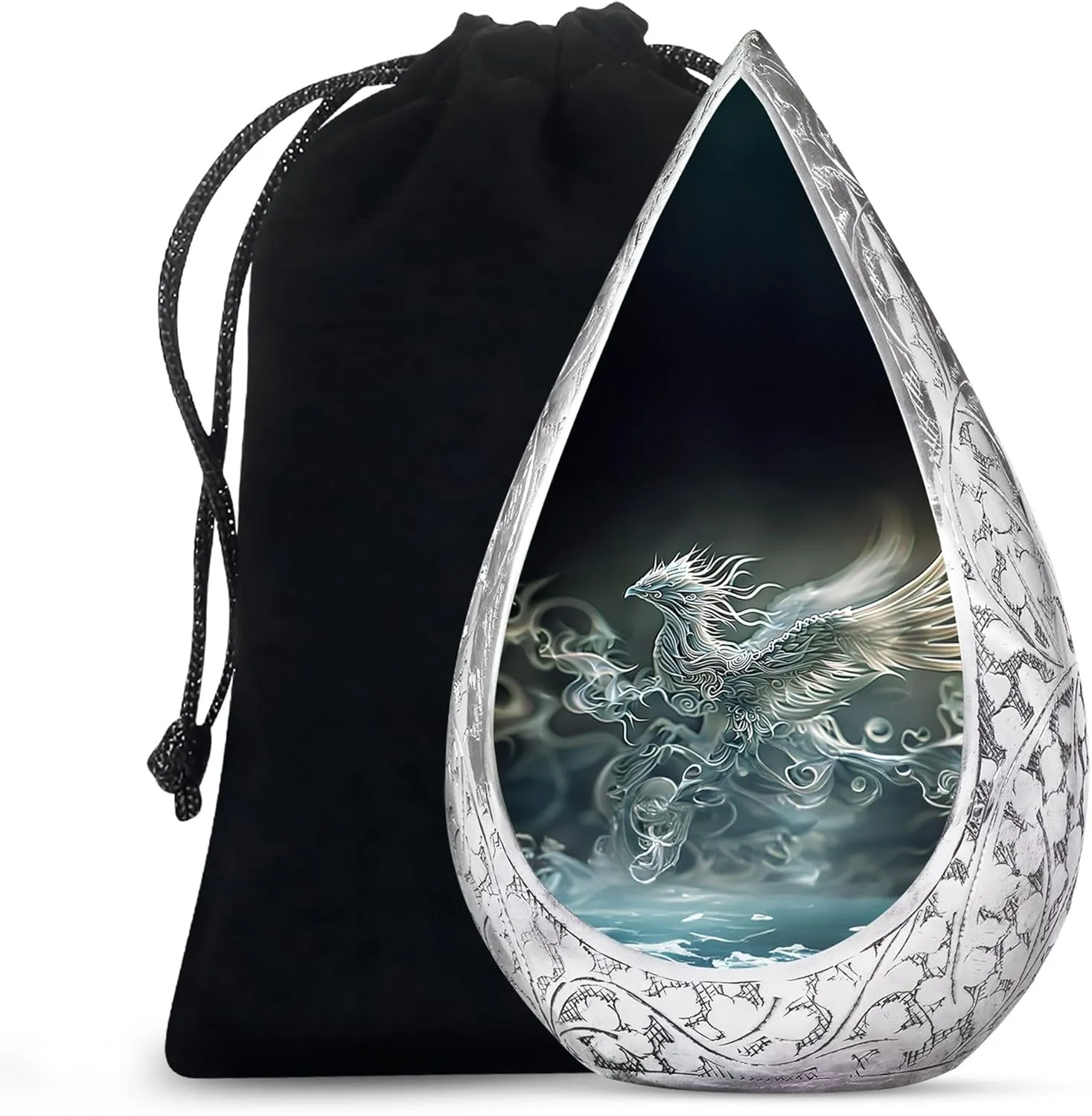 Phoenix Human Urns for Ashes for Remains - Large Drop Funeral Adult Urns for Human Ashes Women and Men 10 Inch - Burial Urn for Adult Male and Female with Velvet Bag