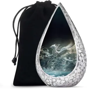 Phoenix Human Urns for Ashes for Remains - Large Drop Funeral Adult Urns for Human Ashes Women and Men 10 Inch - Burial Urn for Adult Male and Female with Velvet Bag