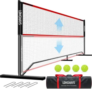 Pickleball Badminton Net - 20FT Adjustable Portable Net for Pickleball, Tennis, Badminton with Carry Bag, Small Net for Backyard, Beach, Driveway, Easy Setup