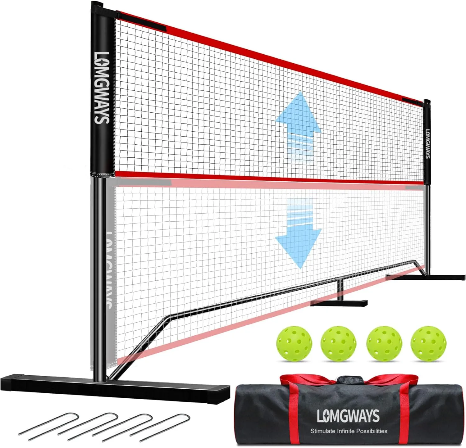 Pickleball Badminton Net - 20FT Adjustable Portable Net for Pickleball, Tennis, Badminton with Carry Bag, Small Net for Backyard, Beach, Driveway, Easy Setup