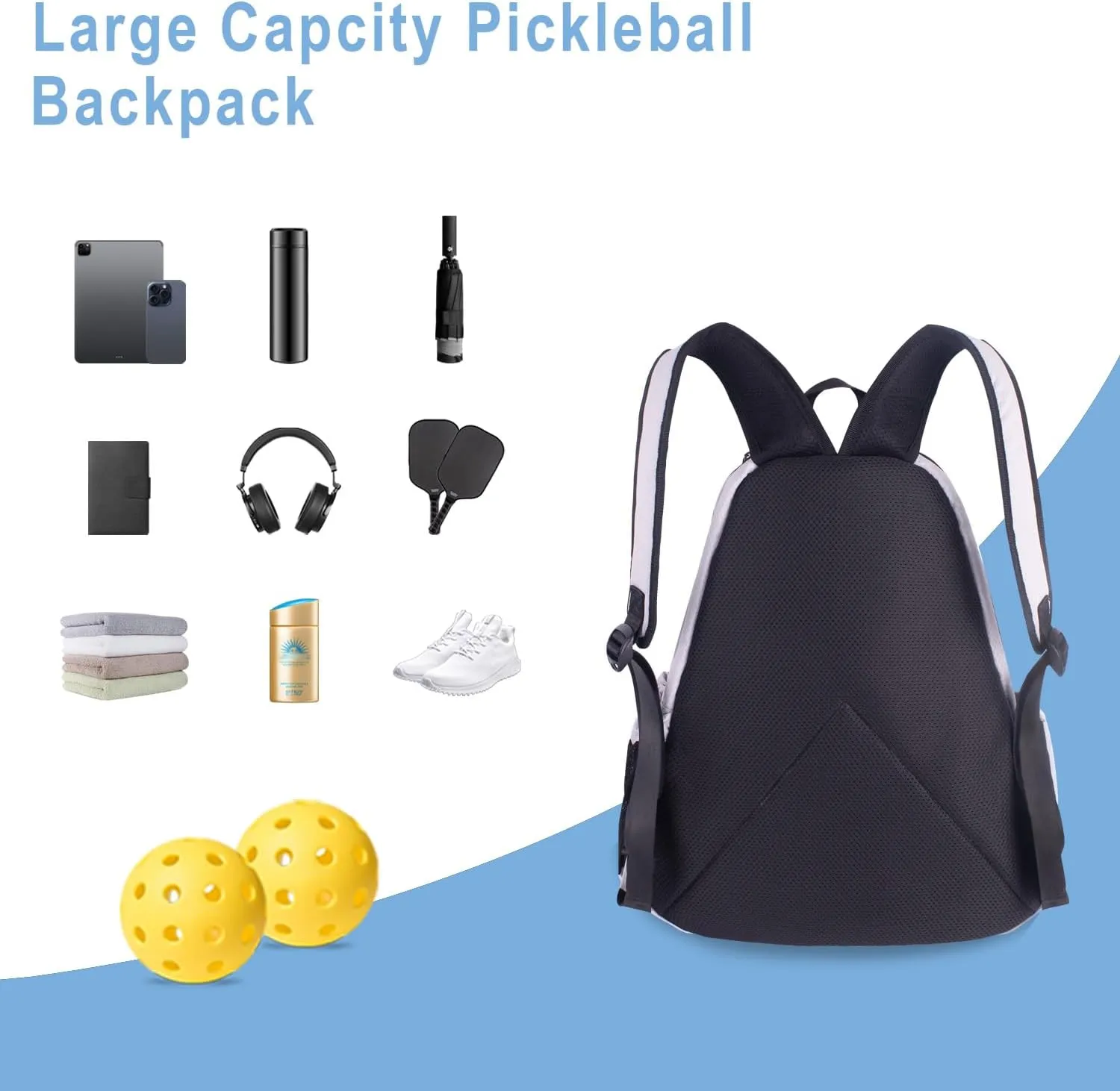 Pickleball Bag Pickleball Paddle Bag, Large Pickleball Bags for Women Men, Multifunctional Adjustable Waterproof Pickleball Backpack