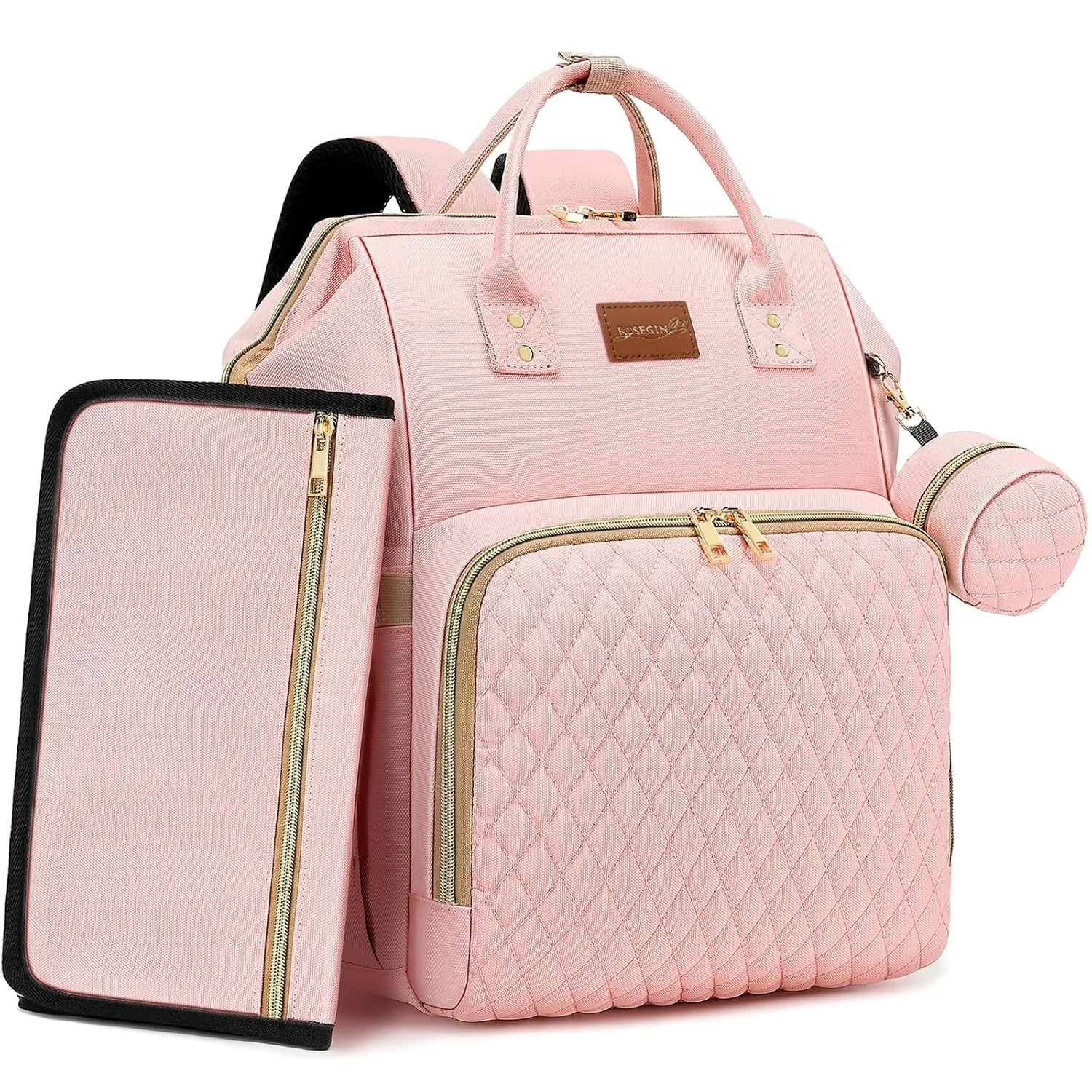 Pink Diaper Bag Backpack for Baby Girls - Perfect Baby Shower Gifts, with Changing Pad, Pacifier Case, Insulated Pockets, Stroller Straps, 35L Large Capacity - Cute, Stylish