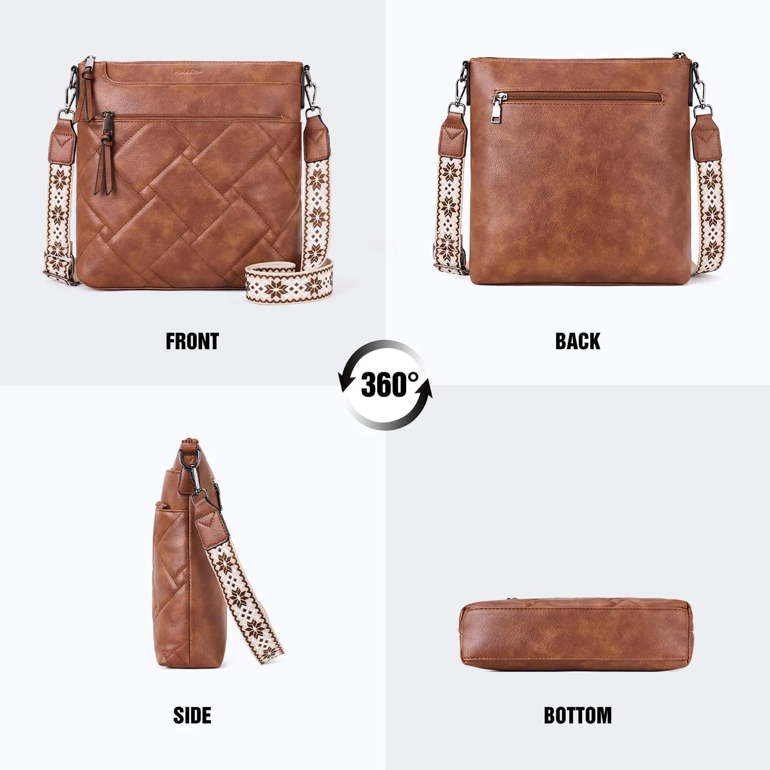 POIUGOYA Quilted Crossbody Bags for Women Trendy,Vegan Leather Medium Shoulder Handbags Travel Purse with RFID Card Slots