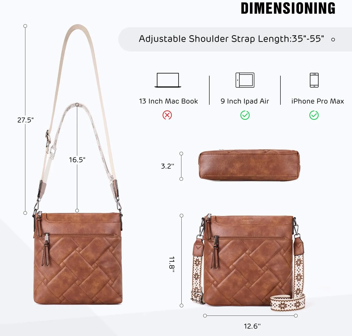 POIUGOYA Quilted Crossbody Bags for Women Trendy,Vegan Leather Medium Shoulder Handbags Travel Purse with RFID Card Slots