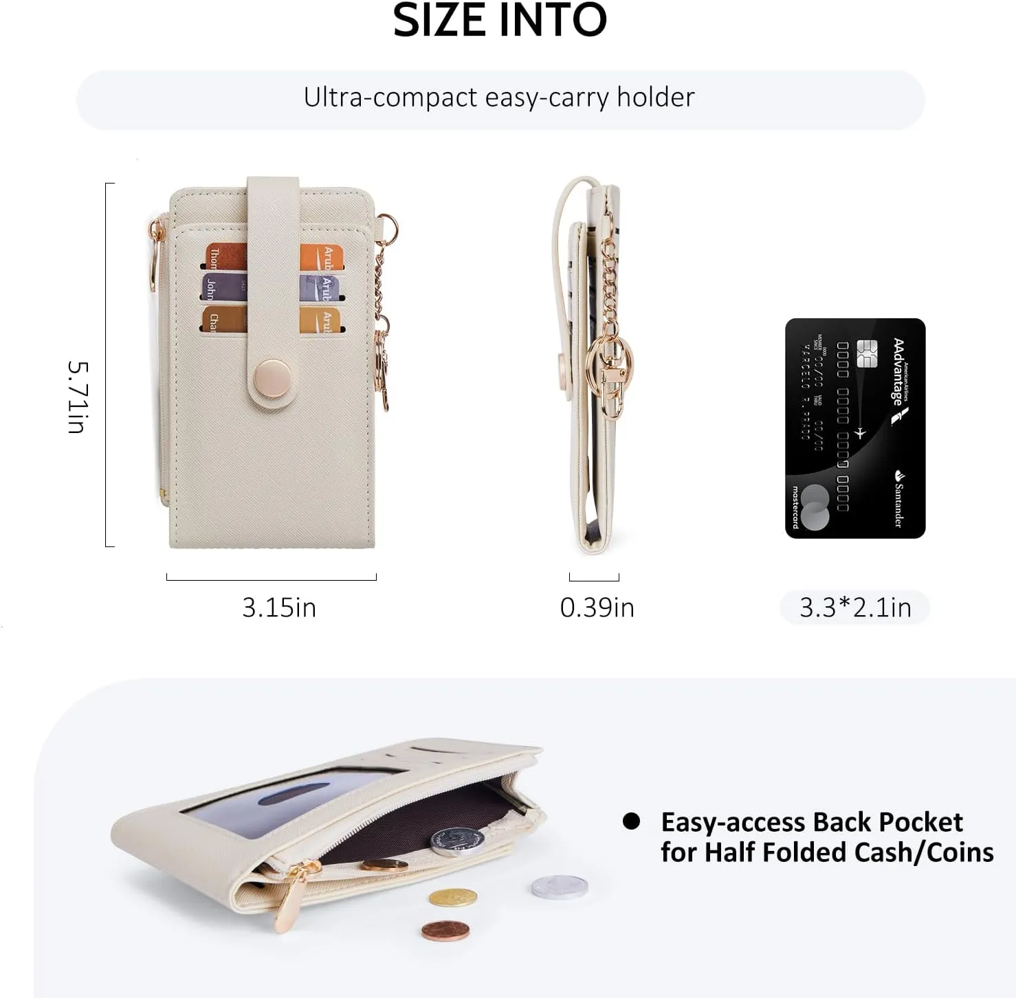 POIUGOYA Slim Wallet for Women,RFID Blocking Bifold Credit Card Holder with Zipper Coin Pocket,ID Window,Keychain