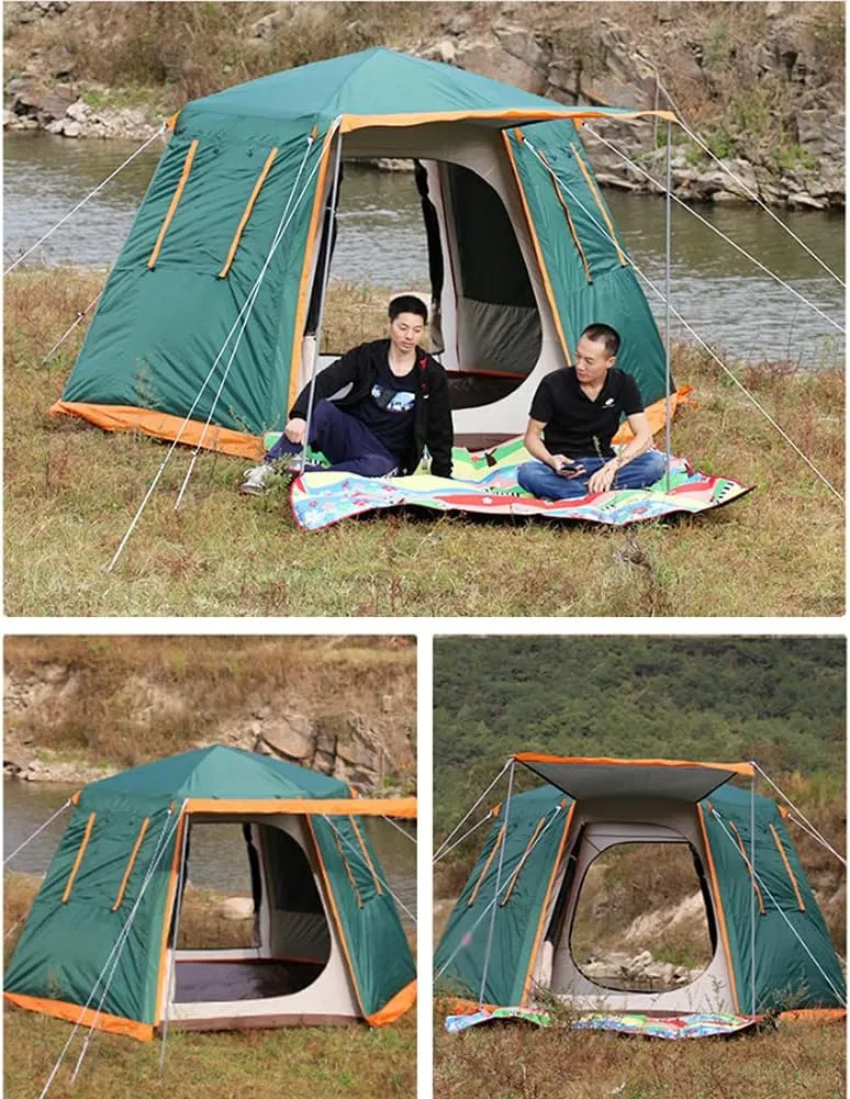 Pop Up Tent 3-8 Person Beach Tent Sun Shelter Outdoor Camping Family Tent Instant Tent Easy Set Up for Outdoor Hiking Fishing (Brown 5) (Green 5)