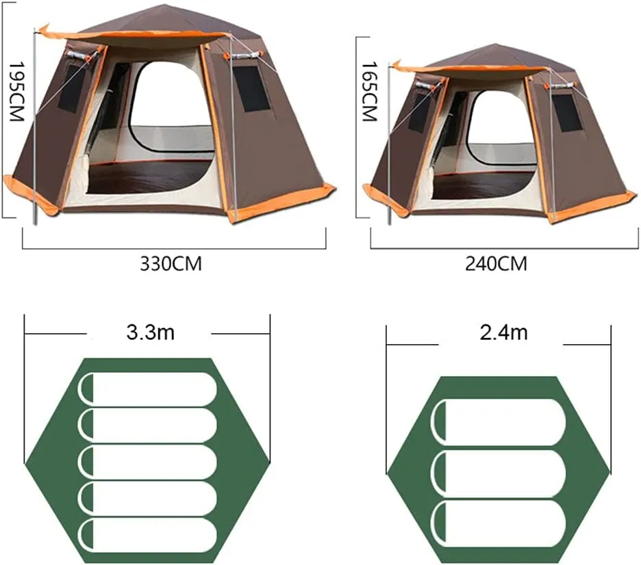Pop Up Tent 3-8 Person Beach Tent Sun Shelter Outdoor Camping Family Tent Instant Tent Easy Set Up for Outdoor Hiking Fishing (Brown 5) (Green 5)