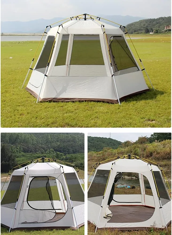 Pop Up Tent 3-8 Person Beach Tent Sun Shelter Outdoor Camping Family Tent Instant Tent Easy Set Up for Outdoor Hiking Fishing (Brown 5) (Green 5)