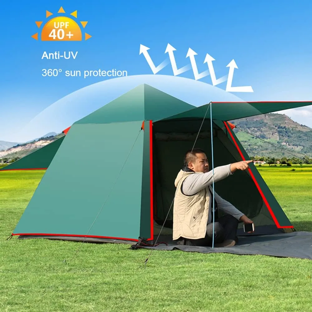 Pop Up Tent Family Camping Tent 3-4 Person Portable Tent Automatic Tent for Camping Hiking Mountaineering, Blue
