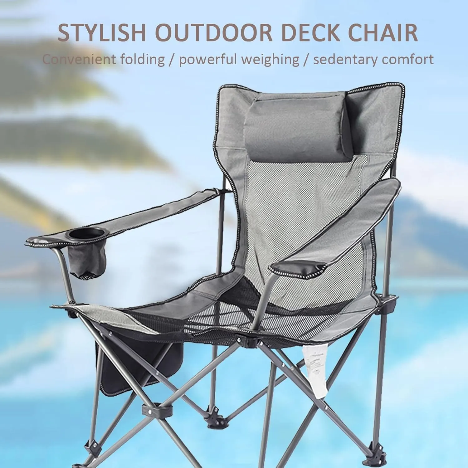 Portable Chairs for Adults 120kg Beach Chairs High Off Ground Reclining, Folding Camping Chair with Carrying Bag,E