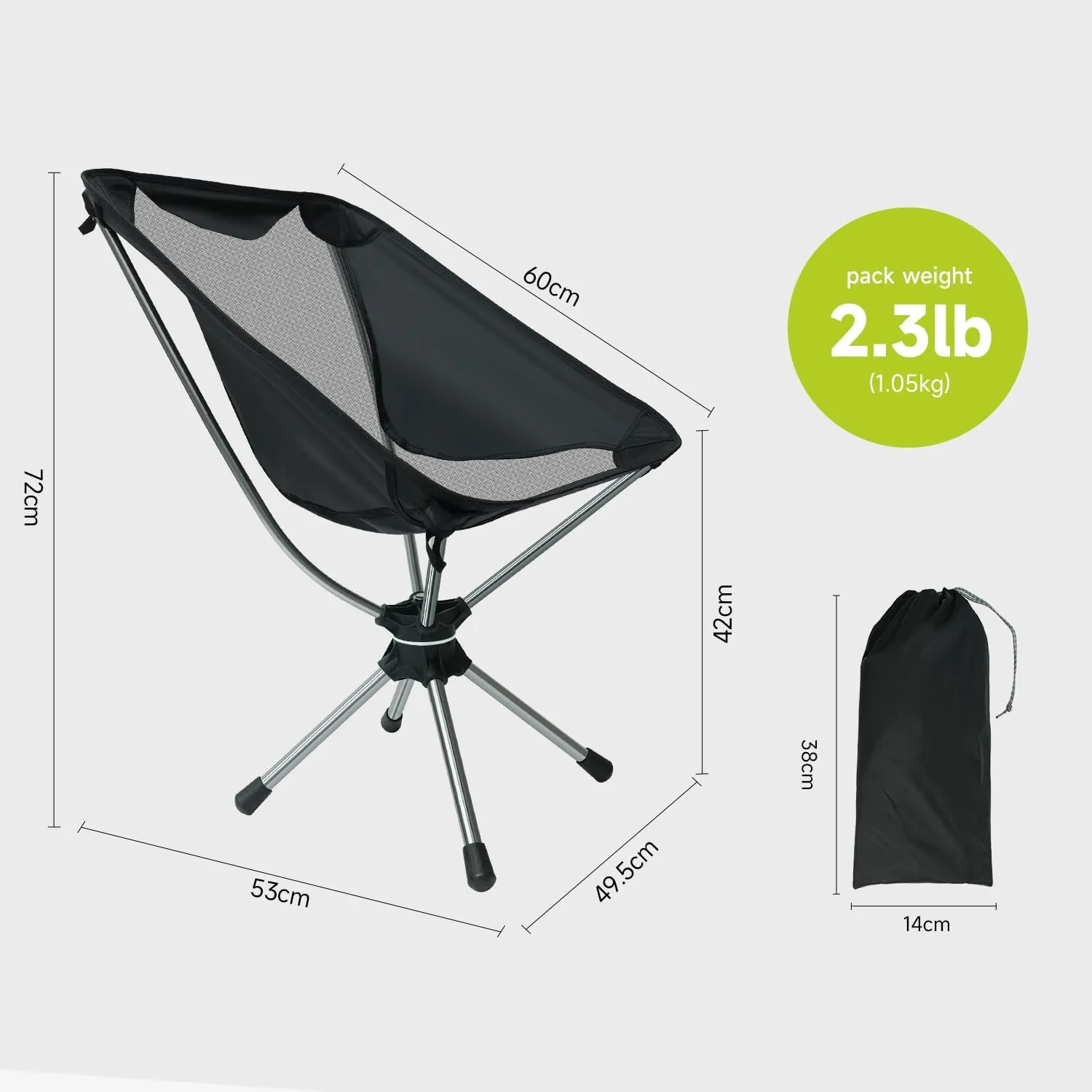 Portable Folding Camping Chair,Lightweight Aluminium Alloy Chair Nylon Chair Fabric,Suitable for Outdoor Camping,Beach,Picnic,Barbecue,Fishing,Climbing (Black-Mini)