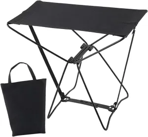 Portable Folding Stool, Folding Camping Stool, Deck Chair, Footrest, Compact Lightweight Folding Stool, Camping Stool for, Black