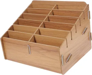 Portable Wooden Card Storage Box Multi-grid Organizer for Game Cards Compact Design for Easy Outdoor Use Walnut Finish Compartments