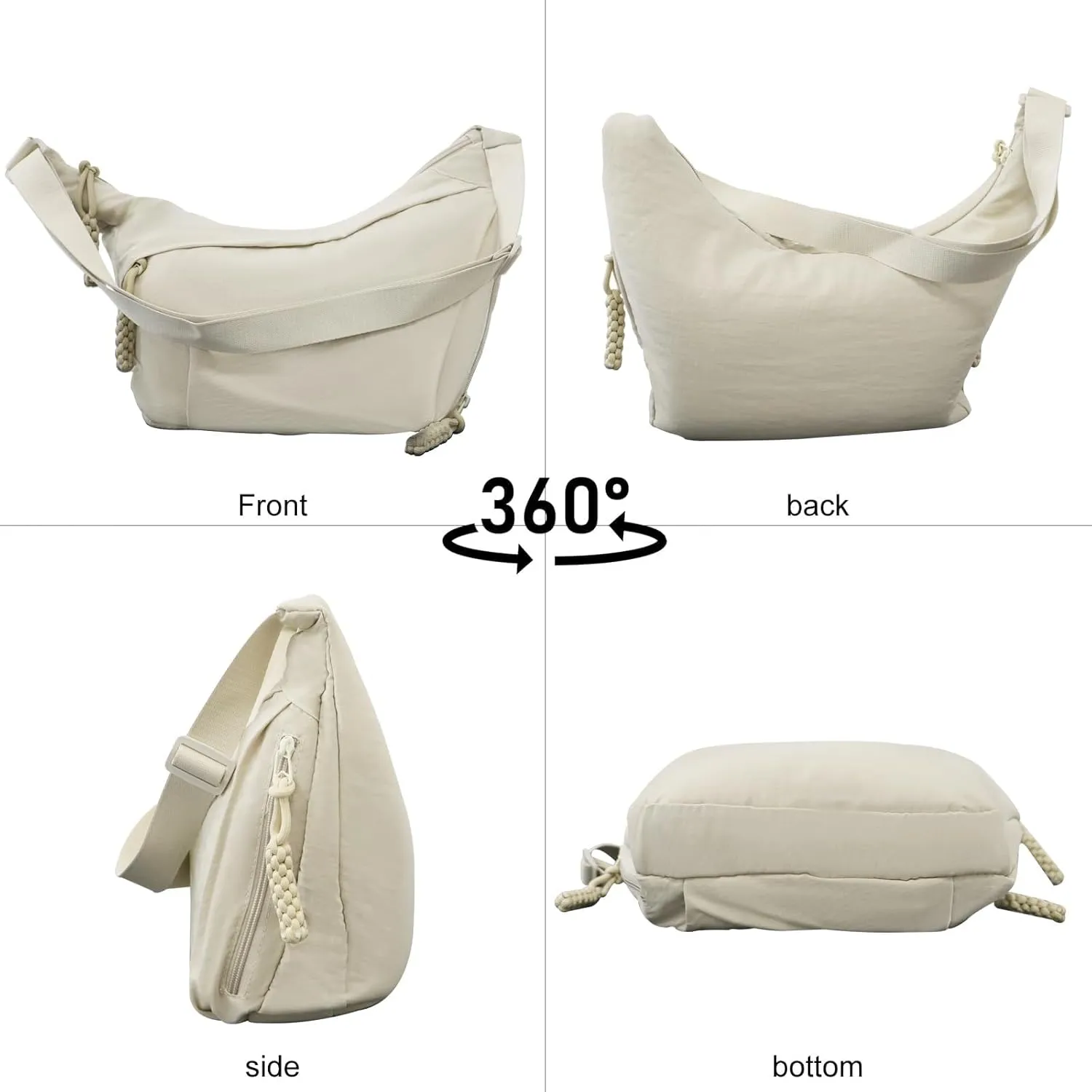 Preferable Crossbody Bag, Women's Fashion Plain Color Nylon Crossbody Bag Crescent Shoulder Bag