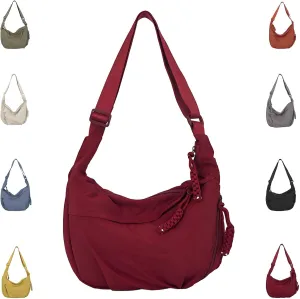 Preferable Crossbody Bag, Women's Fashion Plain Color Nylon Crossbody Bag Crescent Shoulder Bag