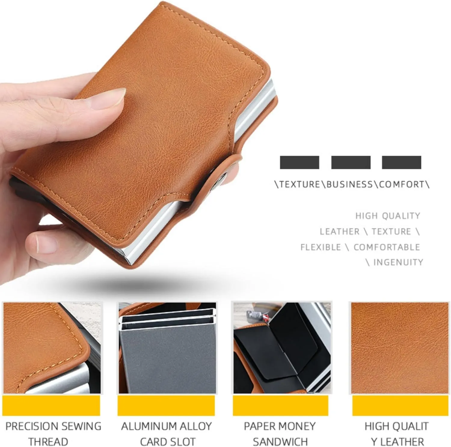 Premium RFID Blocking Wallet, Pop Up Card Case, Men's or Ladies' Credit card wallet，Aluminum Card Holder，Minimalism，9-14 Card Capacity | Cash Slot