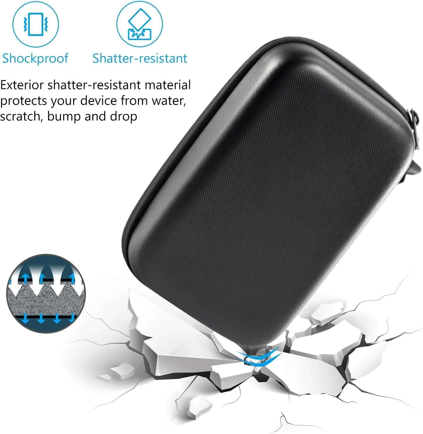 ProCase Hard Travel Electronic Organizer Case for MacBook Power Adapter Chargers Cables Power Bank Apple Magic Mouse Apple Pencil USB Flash Disk SD Card Small Portable Accessories Bag -S, Black