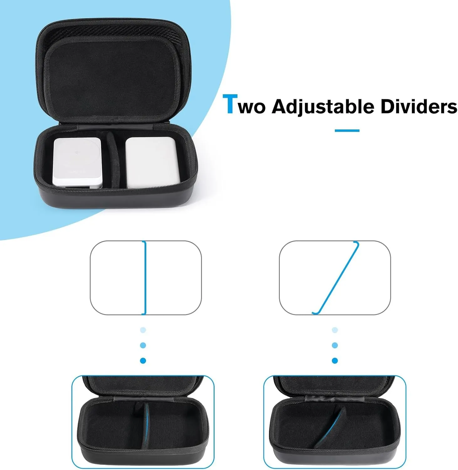 ProCase Hard Travel Electronic Organizer Case for MacBook Power Adapter Chargers Cables Power Bank Apple Magic Mouse Apple Pencil USB Flash Disk SD Card Small Portable Accessories Bag -S, Black