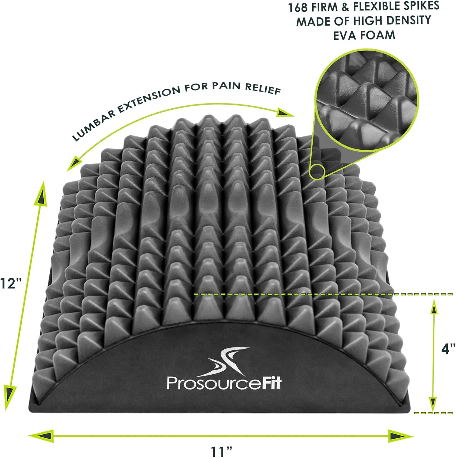 ProsourceFit Arched Back Stretching Spike Orthopedic Traction Device & Lower Lumbar Massage Support, Black