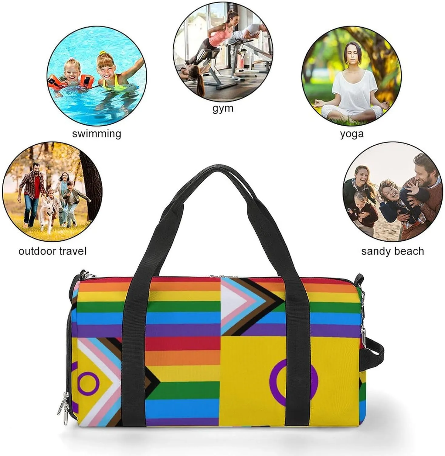 Psychedelic Sun Moon Stars Tie Dye Fitness Bag with Large Capacity Backpack And Waterproof Bag
