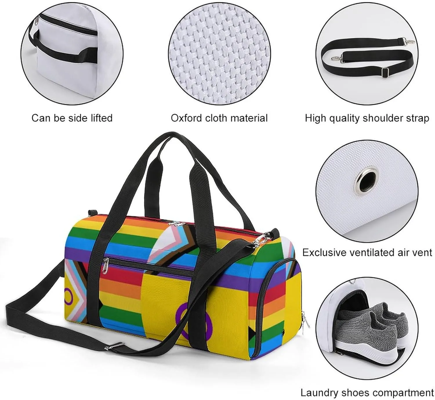 Psychedelic Sun Moon Stars Tie Dye Fitness Bag with Large Capacity Backpack And Waterproof Bag