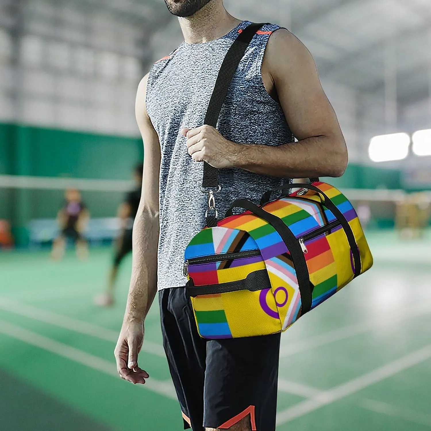 Psychedelic Sun Moon Stars Tie Dye Fitness Bag with Large Capacity Backpack And Waterproof Bag