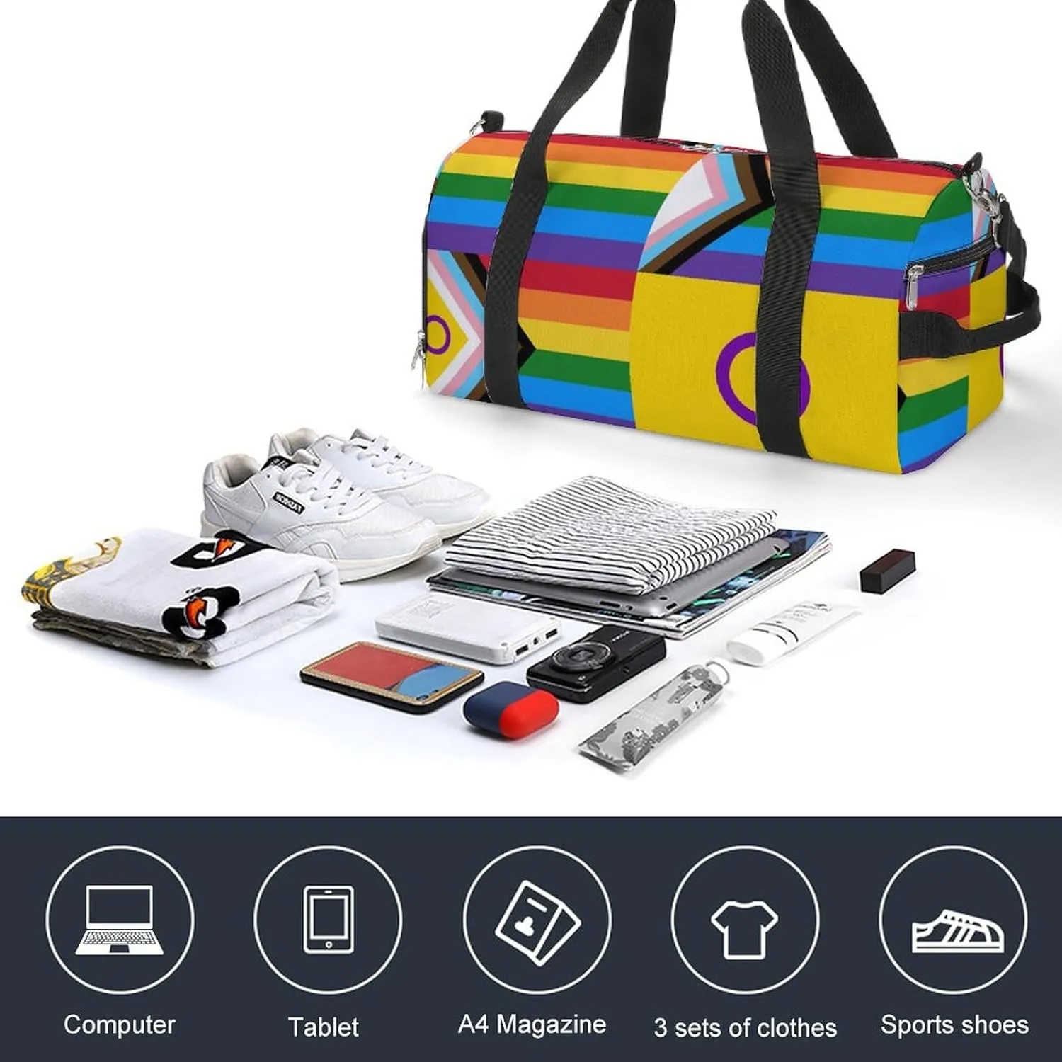 Psychedelic Sun Moon Stars Tie Dye Fitness Bag with Large Capacity Backpack And Waterproof Bag
