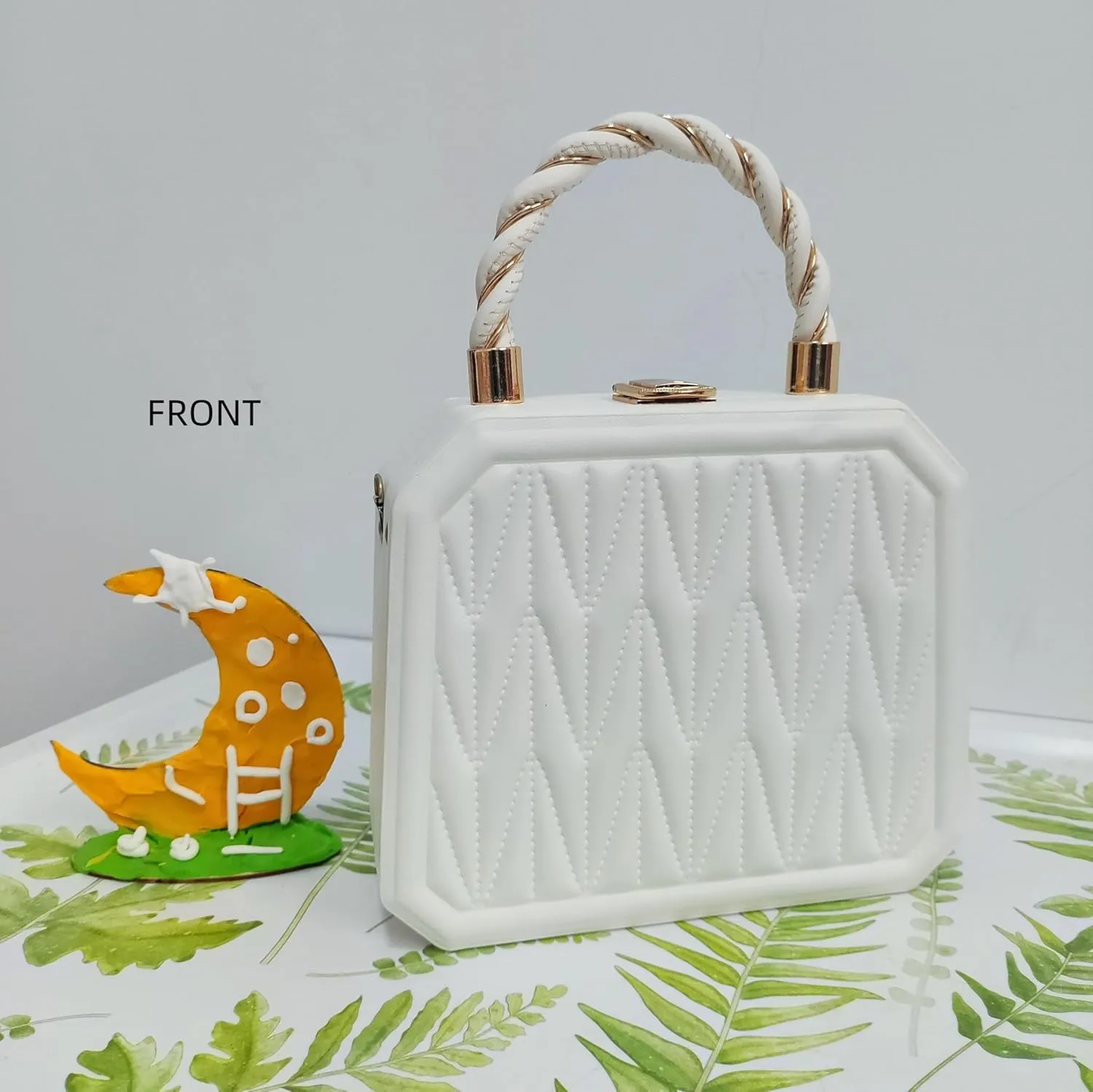 PU Leather Small Square Box Clutch Top Handle Crossbody Shoulder Purse Party Evening Bag for Women