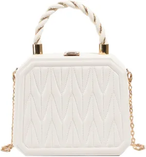 PU Leather Small Square Box Clutch Top Handle Crossbody Shoulder Purse Party Evening Bag for Women