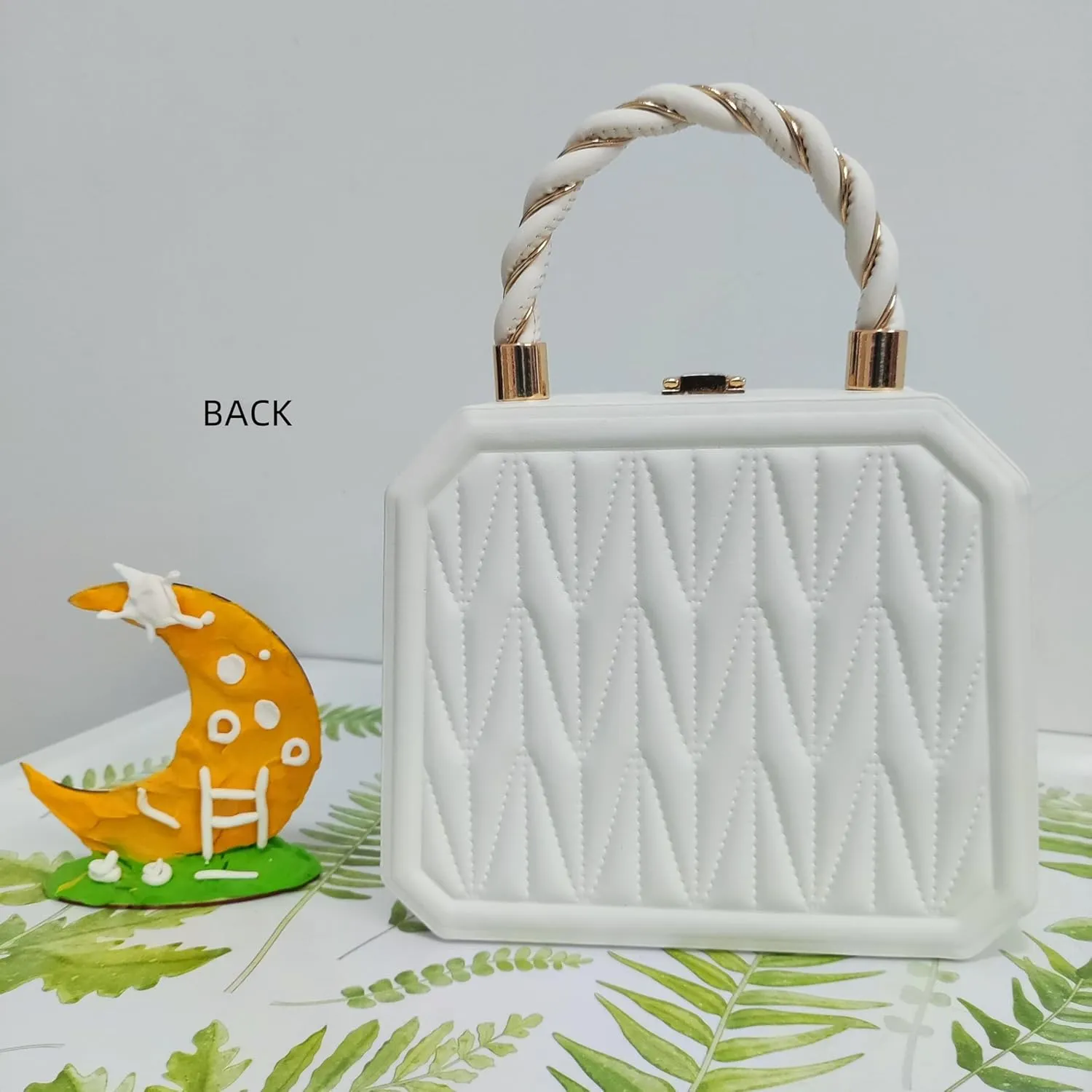 PU Leather Small Square Box Clutch Top Handle Crossbody Shoulder Purse Party Evening Bag for Women