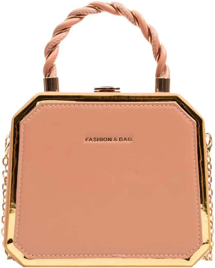 PU Leather Small Square Box Clutch Top Handle Crossbody Shoulder Purse Party Evening Bag for Women