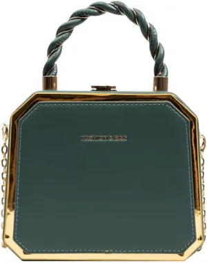 PU Leather Small Square Box Clutch Top Handle Crossbody Shoulder Purse Party Evening Bag for Women