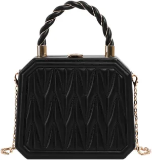PU Leather Small Square Box Clutch Top Handle Crossbody Shoulder Purse Party Evening Bag for Women