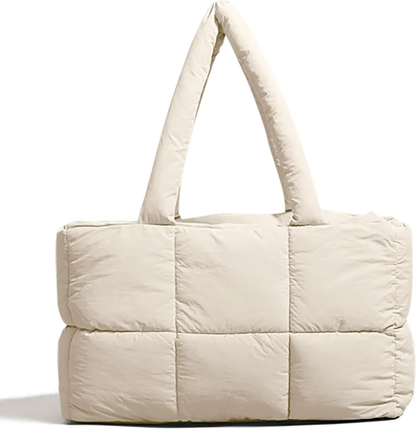Puffer Bag for Women Large Quilted Grid Bag Puffy Handbag Lightweight Satchel Tote Bag for Work,Travel and Fitness
