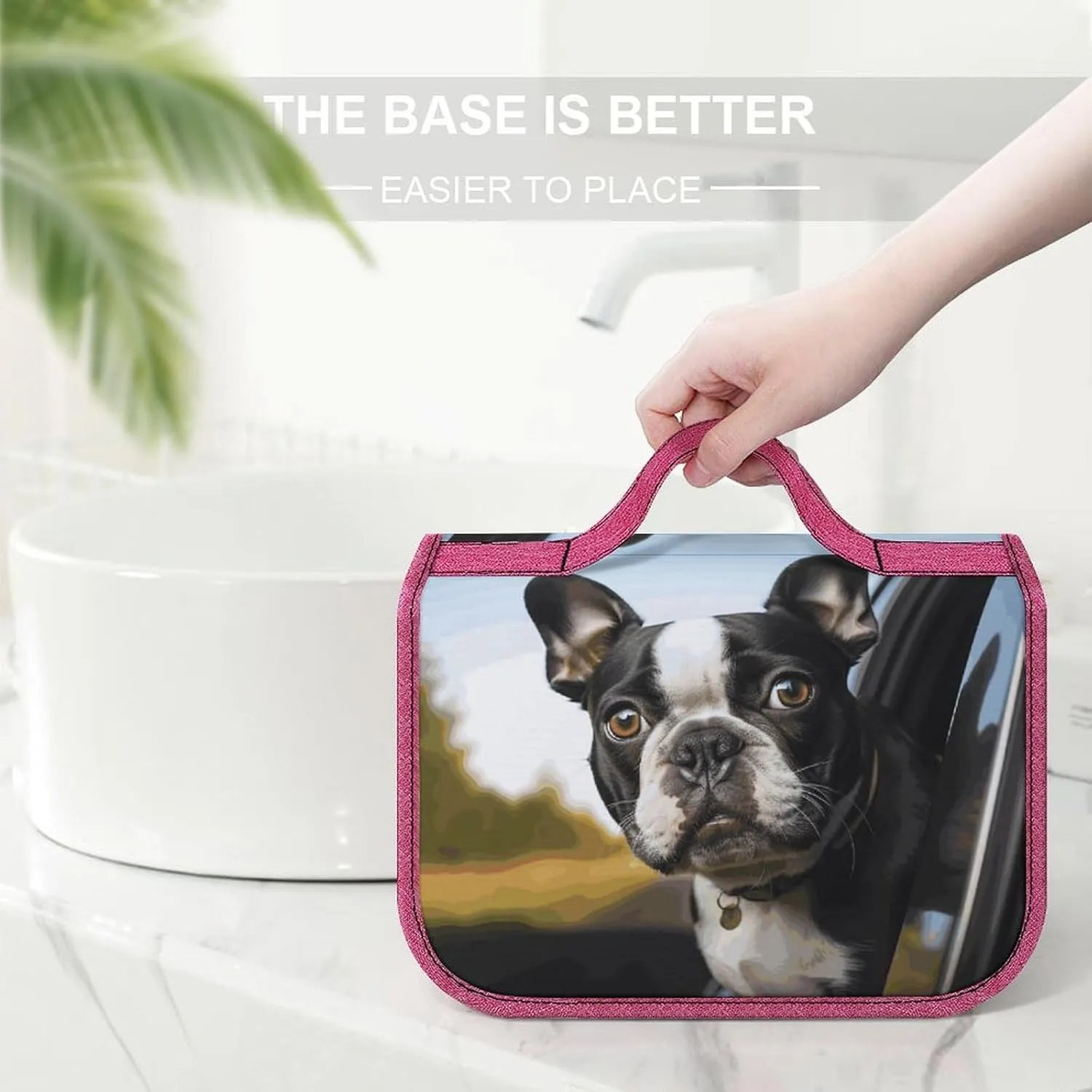 Puppy Dog Boston Terrier Travel Toiletry Bag for Women,Hanging Toiletry Organizer with Hook, Makeup Bag Travel Organizer for Shampoo,Toiletriesl