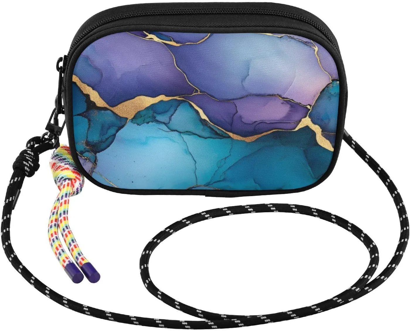 Purple Blue Marble Crossbody Bag for Women Cell Phone Purses Women's Small Shoulder Handbags Wallet Purse with Strap