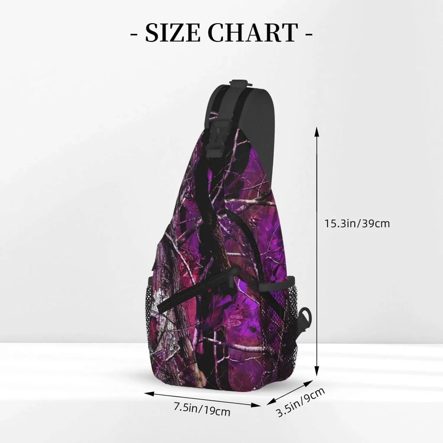 Purple Camouflage Leaves Outdoor Crossbody Shoulder Bag For Unisex Young Adult Hiking Bicycling