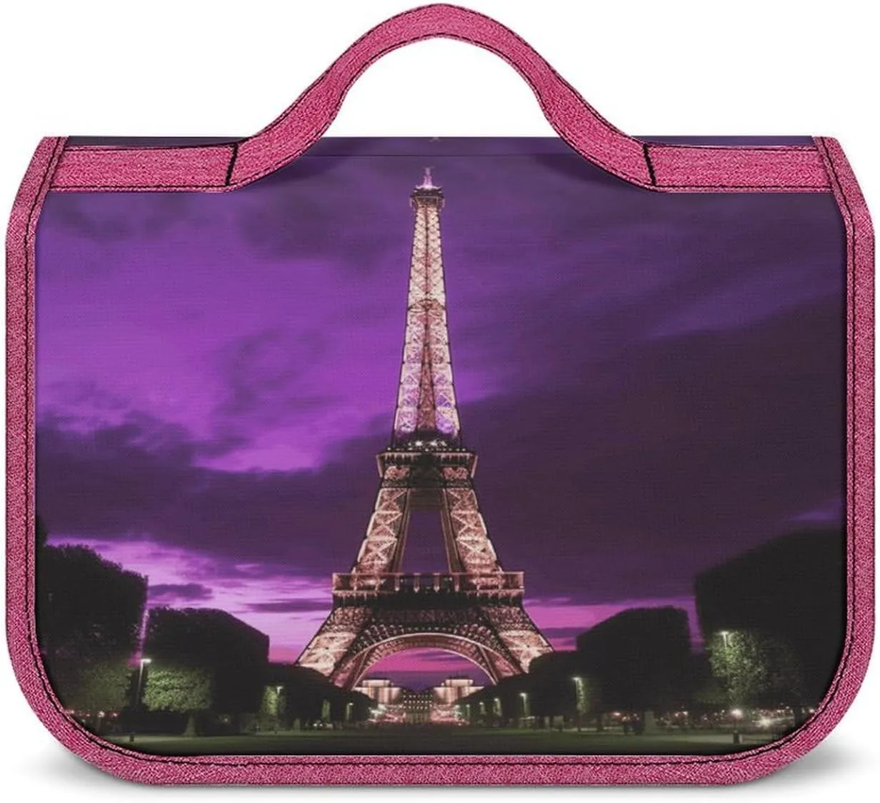 Purple Eiffel Tower Travel Toiletry Bag for Women,Hanging Toiletry Organizer with Hook, Makeup Bag Travel Organizer for Shampoo,Toiletriesl