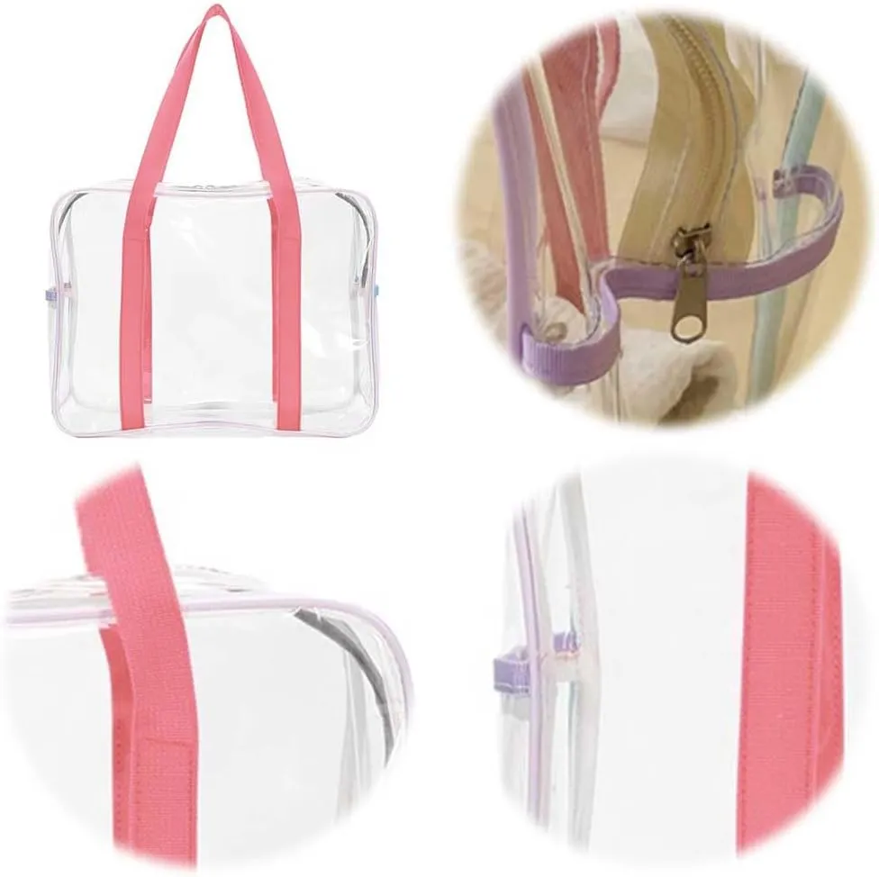 PVC Clear Toiletry Bag Travel Makeup Bag Large Capacity Handheld Storage Bag Portable Makeup Handbag Waterproof Toiletry Carry Pouch (L)