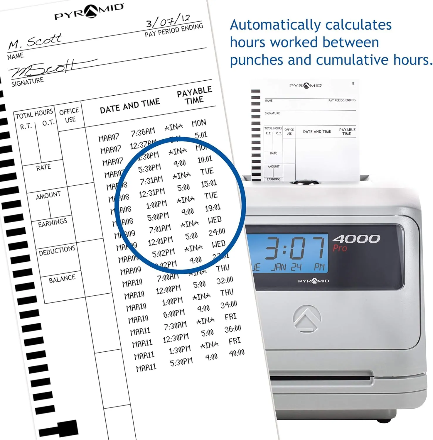 Pyramid Time Systems, 44100-10MB, 1,000 Count Genuine and Authentic Time Cards for 4000, 4000Pro, 4000ProK and 5000 Series Time Clocks from Pyramid, Time Cards