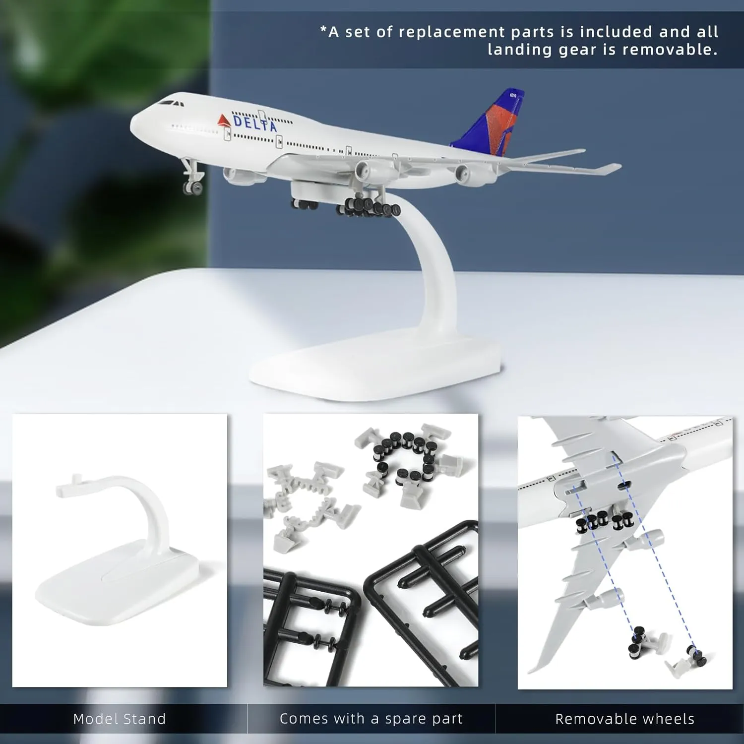 QIYUMOKE 1/400 Plane 747 Model Kits (6-inch L) for Boeing 747 Airlines Plane Model with Pre-Built Aircraft Landing Gear and Display Stand for Adults Planes Aviation Gifts or Collection