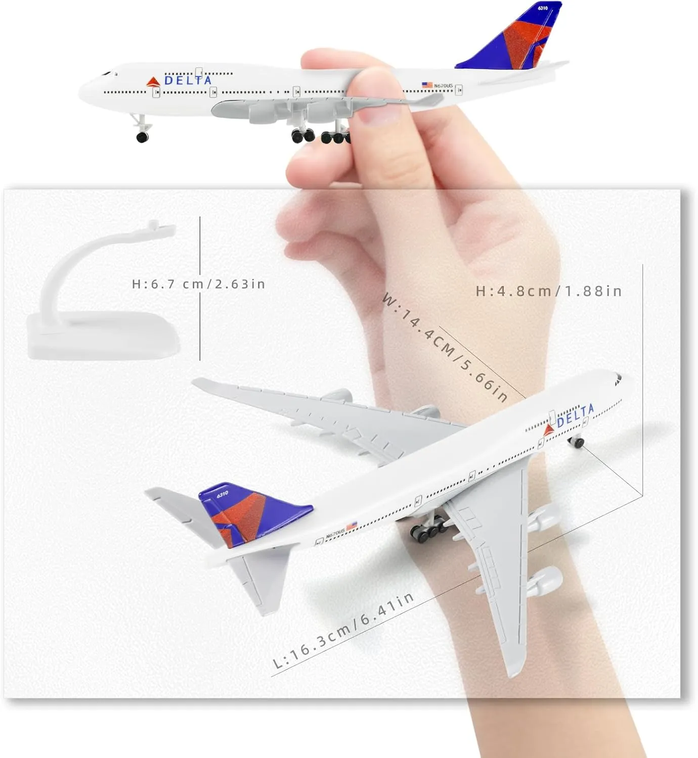 QIYUMOKE 1/400 Plane 747 Model Kits (6-inch L) for Boeing 747 Airlines Plane Model with Pre-Built Aircraft Landing Gear and Display Stand for Adults Planes Aviation Gifts or Collection