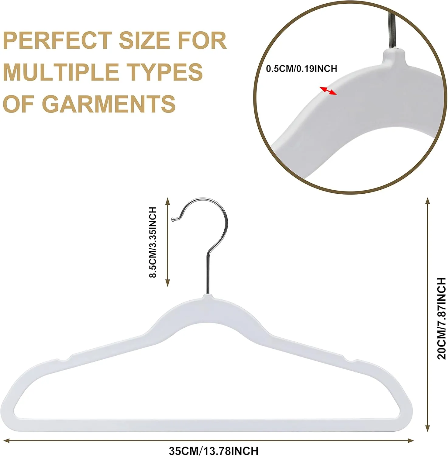 Quality Kids Plastic 30 Pack Non Velvet Non-Flocked Thin Compact Children's Hangers Swivel Hook for Shirts Blouse Coats (White, 30)